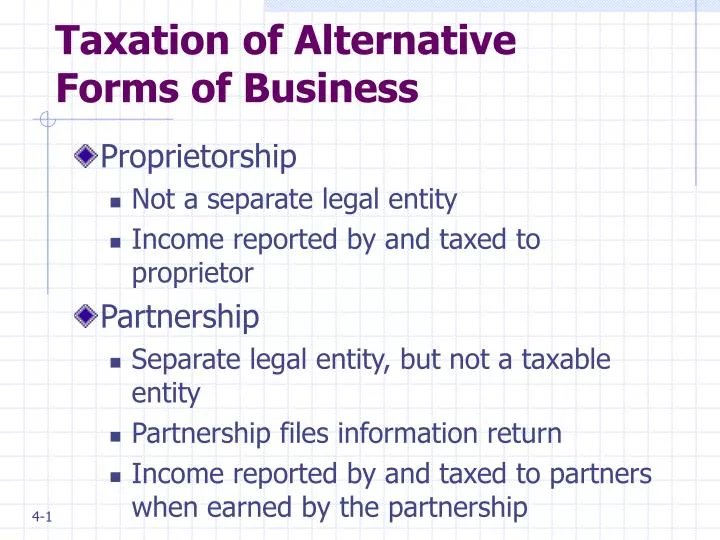 taxation of alternative forms of business