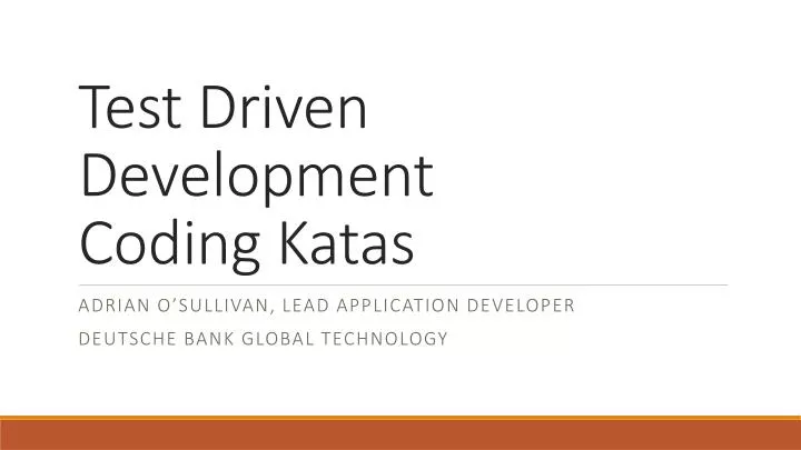 test driven development coding katas