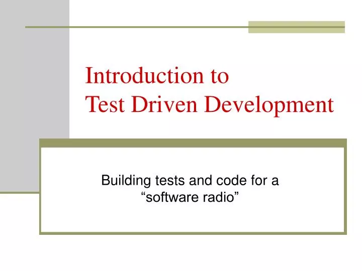 introduction to test driven development