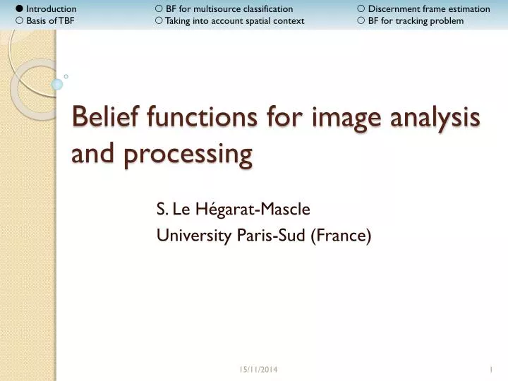 belief functions for image analysis and processing