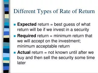 Different Types of Rate of Return