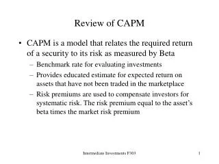 Review of CAPM