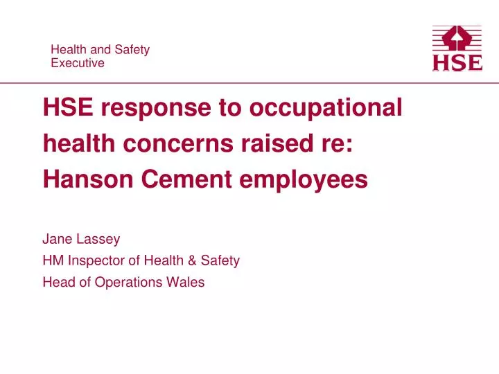 hse response to occupational health concerns raised re hanson cement employees