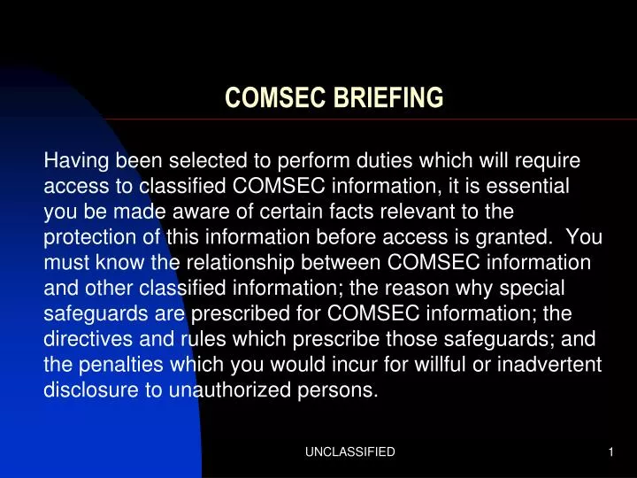 comsec briefing