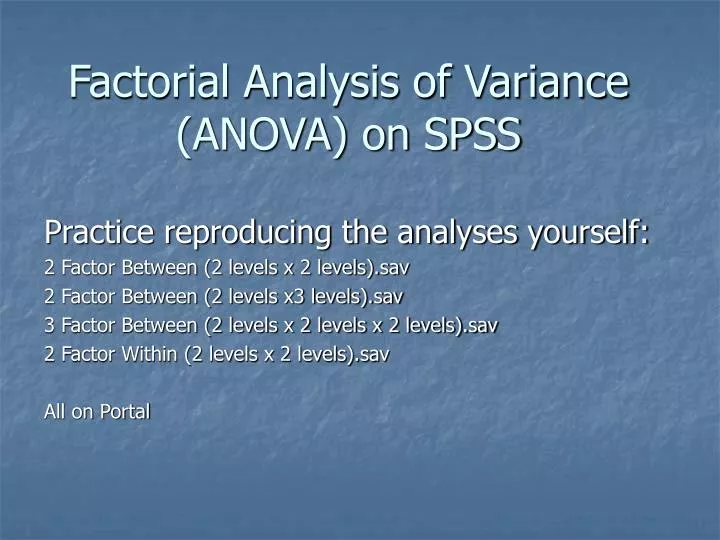 factorial analysis of variance anova on spss