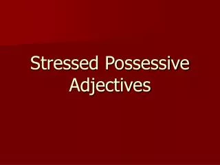 Stressed Possessive Adjectives