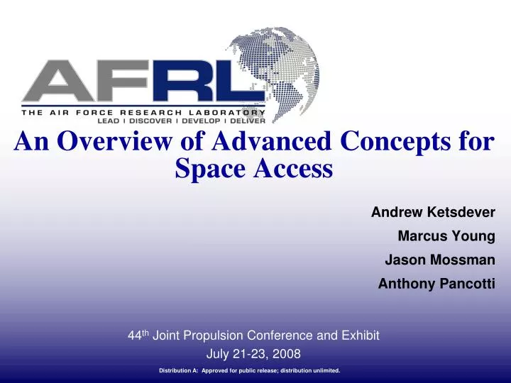 an overview of advanced concepts for space access