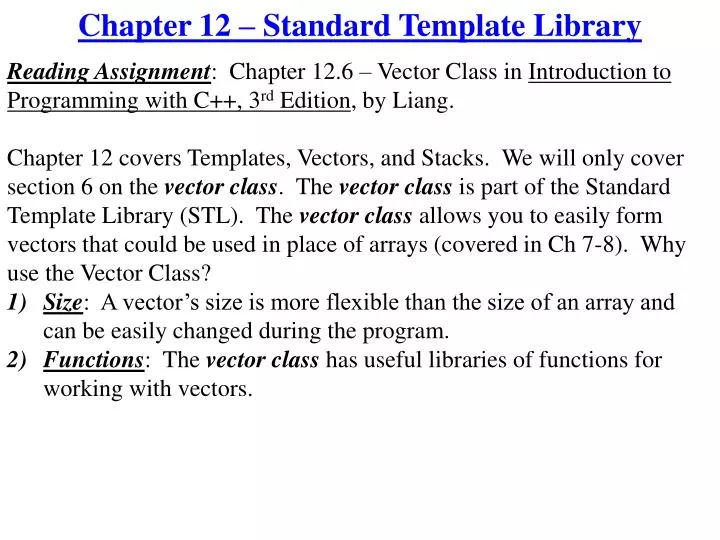 chapter 12 standard template library