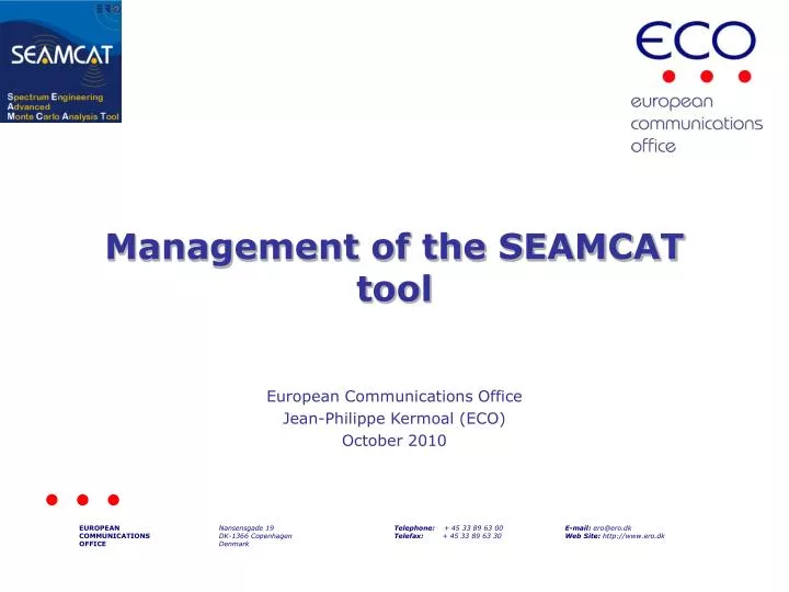 management of the seamcat tool