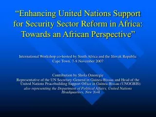 International Workshop co-hosted by South Africa and the Slovak Republic