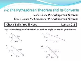 7-2 The Pythagorean Theorem and Its Converse