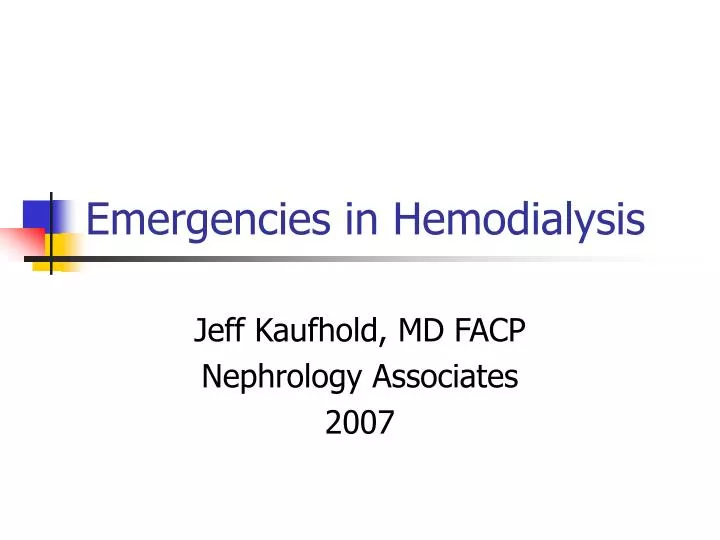 emergencies in hemodialysis