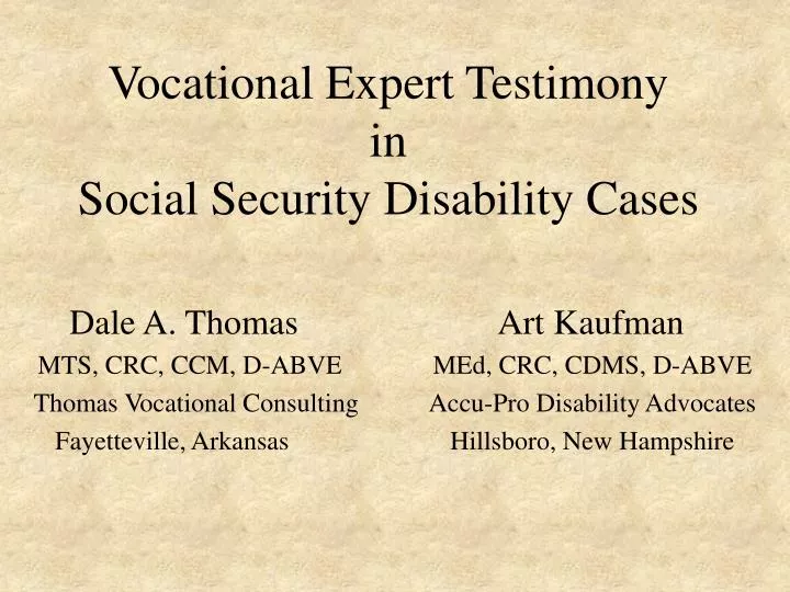 vocational expert testimony in social security disability cases
