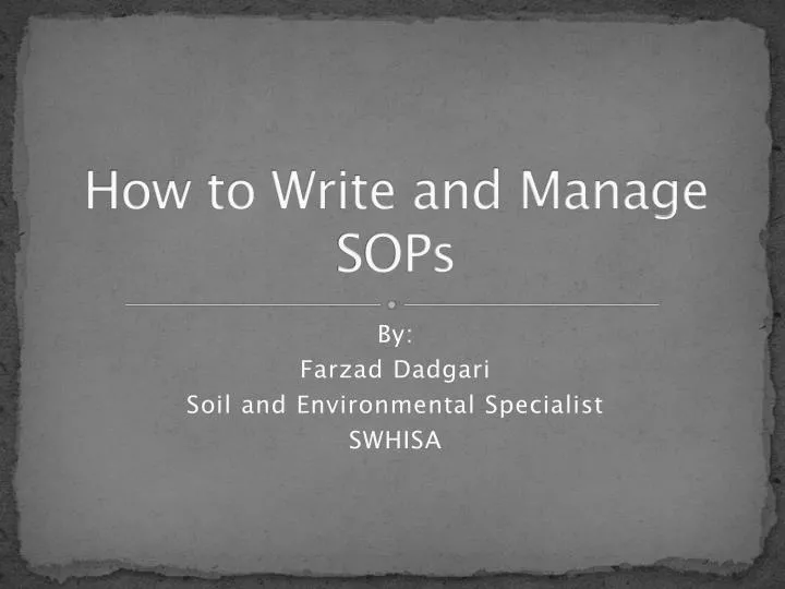 how to write and manage sops