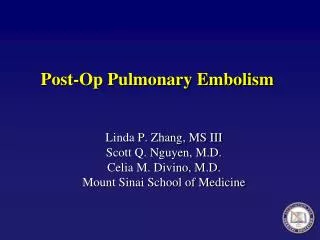 Post-Op Pulmonary Embolism