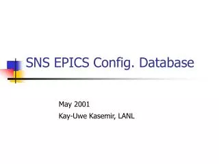 SNS EPICS Config. Database
