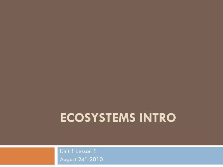 ecosystems intro
