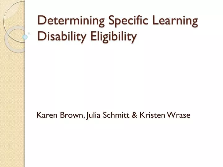 determining specific learning disability eligibility