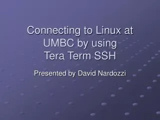 Connecting to Linux at UMBC by using Tera Term SSH