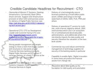 Credible Candidate Headlines for Recruitment - CTO