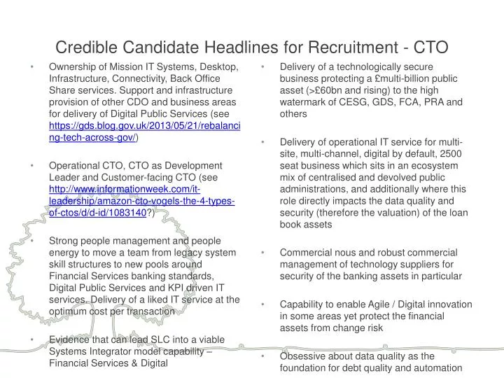 credible candidate headlines for recruitment cto