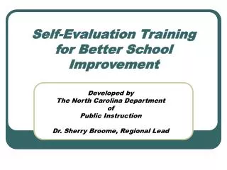Self-Evaluation Training for Better School Improvement