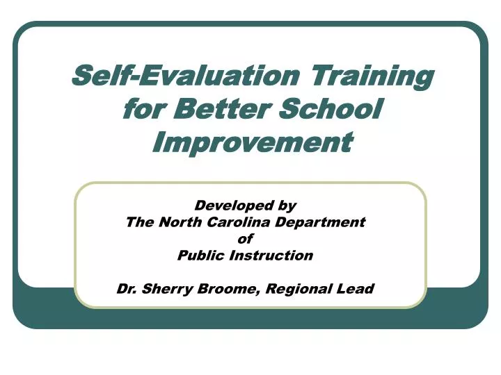 self evaluation training for better school improvement