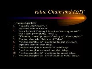 Value Chain and IS/IT