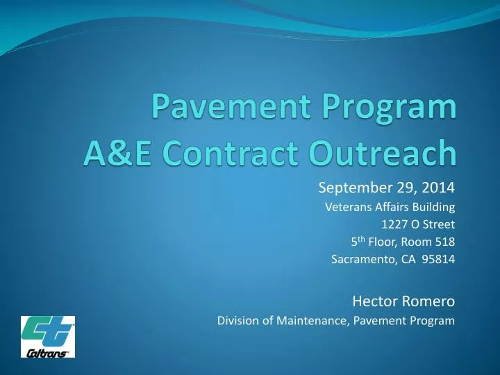 pavement program a e contract outreach