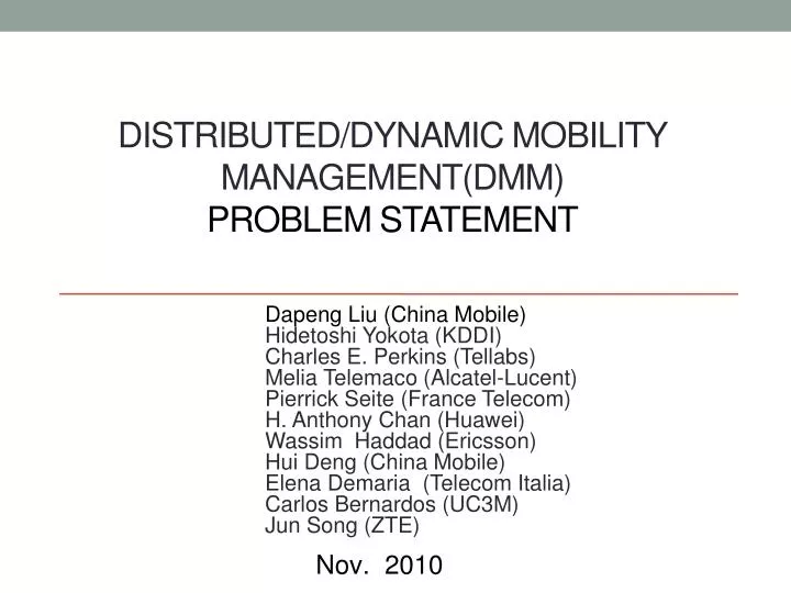 distributed dynamic mobility management dmm problem statement