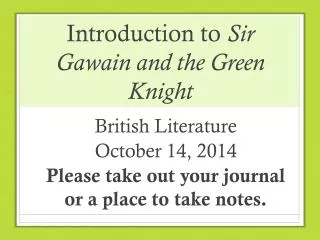 Introduction to Sir Gawain and the Green Knight