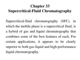 Chapter 33 Supercritical-Fluid Chromatography