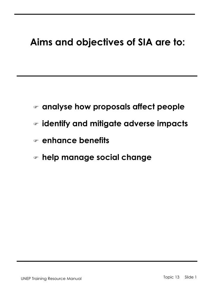 aims and objectives of sia are to