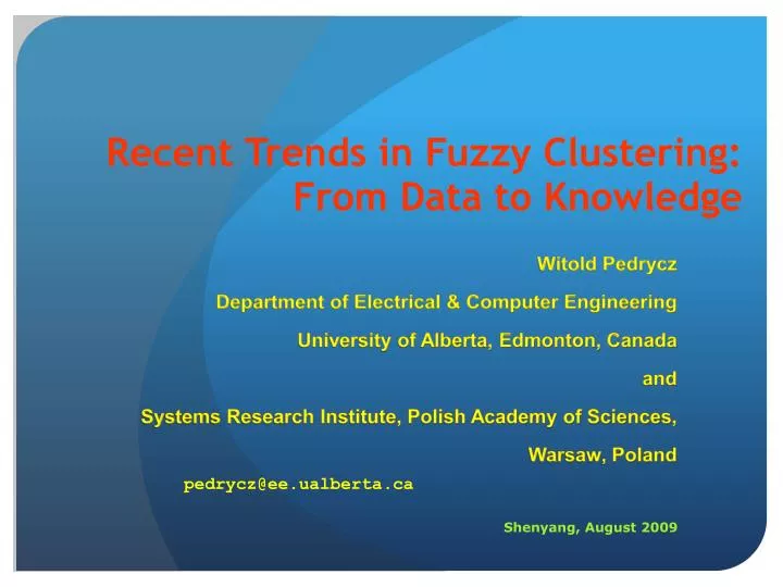 recent trends in fuzzy clustering from data to knowledge