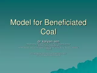 Model for Beneficiated Coal