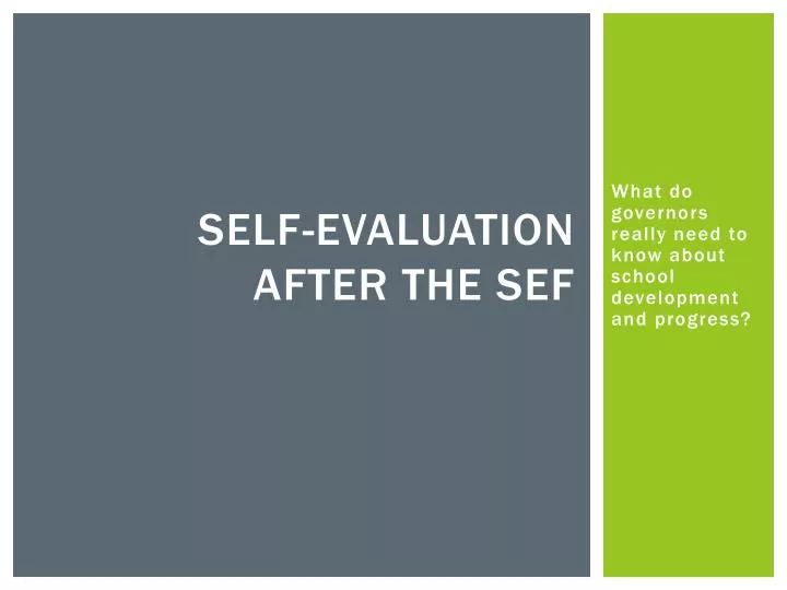 self evaluation after the sef