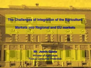 The Challenges of Integration of the Agriculture Markets into Regional and EU markets