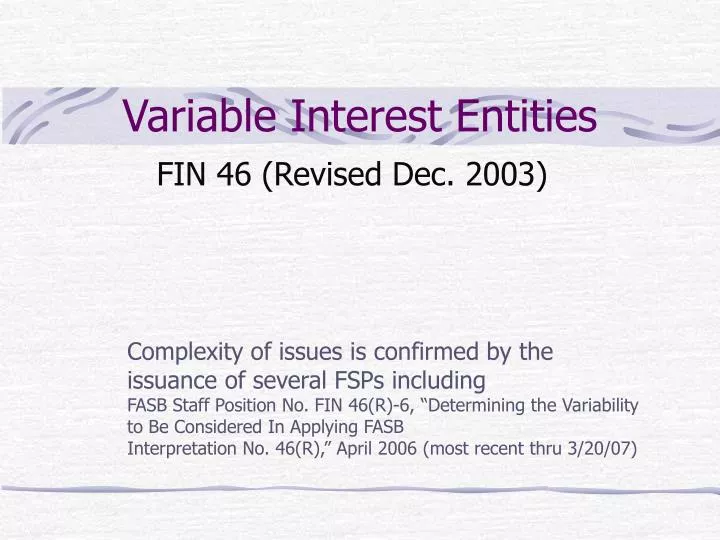 variable interest entities