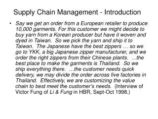 supply chain management introduction