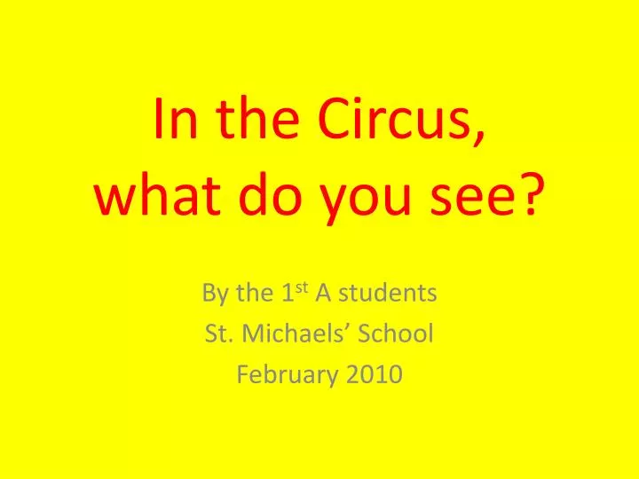 in the circus what do you see