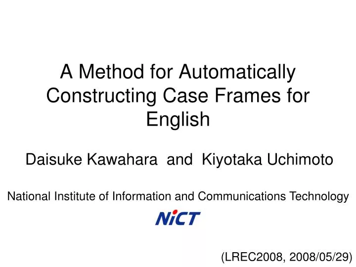 a method for automatically constructing case frames for english
