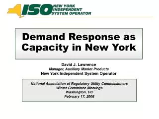 Demand Response as Capacity in New York