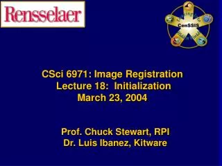CSci 6971: Image Registration Lecture 18: Initialization March 23, 2004