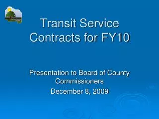 Transit Service Contracts for FY10