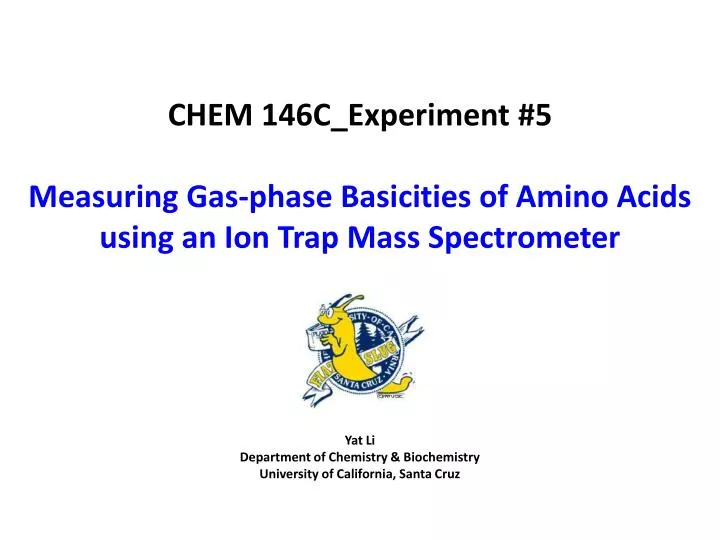 PPT - Yat Li Department Of Chemistry & Biochemistry University Of ...