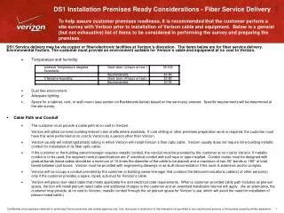 DS1 Installation Premises Ready Considerations - Fiber Service Delivery