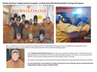 Winkler Red River College Students Complete 15 Week Basic MIG Welding Mobile Training Lab Program