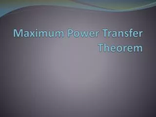 maximum power transfer theorem