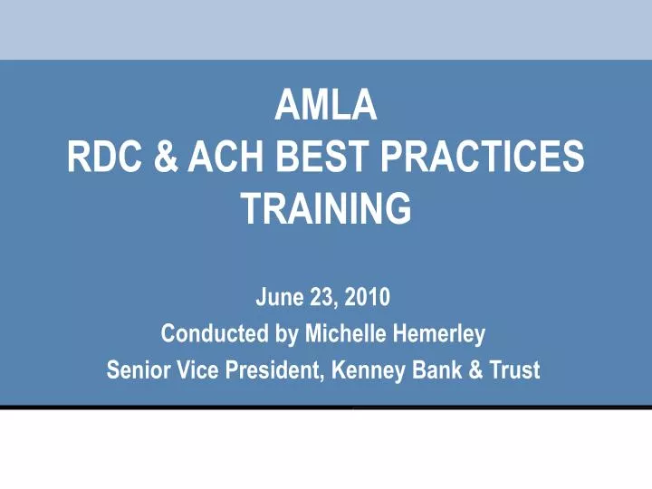 amla rdc ach best practices training