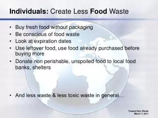 Individuals: Create Less Food Waste